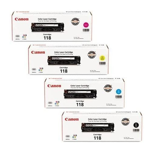 Original Canon 118 (5 Pack Toner Set) 2 Black Toner Value Pack, and 1 Cyan, Magenta, Yellow Toner