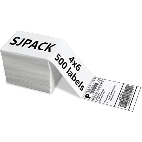 SJPACK 4x6 Thermal Labels, Shipping Labels with Perforated Line, Commercial Grade Thermal Shipping Label Paper, Pack of 500