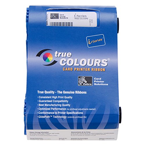 Zebra card 800017-248 I Series Cartridge Ribbon with 1 Cleaning Roller for P120I Printer, YMCKOK True Color