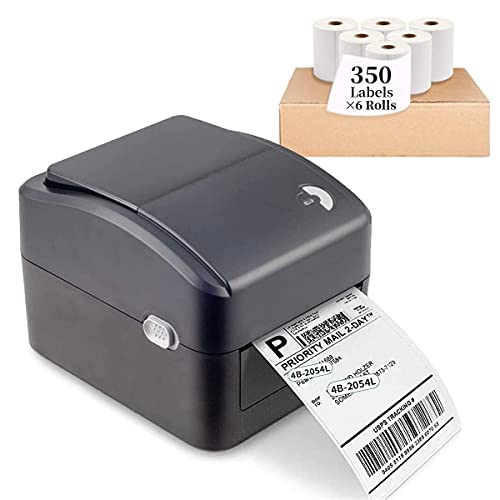 Shipping Label Printer with Labels, Support Amazon Ebay PayPal Etsy Shopify Shipstation Stamps.com Ups USPS FedEx, Windows Mac Thermal Direct Label 4x6 inch Printer with 350 Labels x 6 Rolls