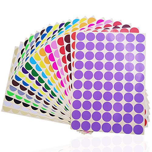 2800 pcs 3/4 Round Coding Circle Dot Labels, SourceTon 20 Colors Neon Color Coding Dots Round Stickers