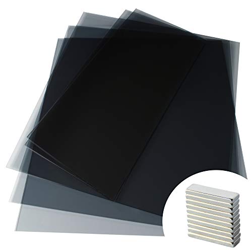 V1 Tinted Prusa IKEA Lack Plexiglass 5 Pack (3mm) + 10 Magnets (20mm x 6mm x 2mm) for 3D Printer Enclosure | 3 Pieces 440mm x 440mm (17.3 x 17.3) & 2 Pieces of 220mm x 440mm (8.65 x 17.3)
