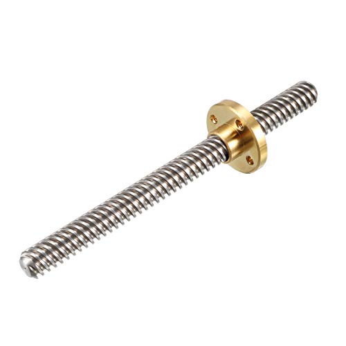 uxcell 100mm T8 OD 8mm Pitch 2mm Lead 8mm Stainless Steel Lead Screw Rod W Copper Nut Acme Thread for 3D Printer Z Axis