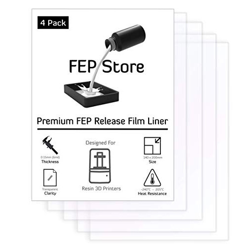 FEP Film 4 Pack/ 140x200mm/ for SLA DLP UV 3D Printers/Phrozen Sonic Mini/Anycubic Photon S Zero/Elegoo Mars