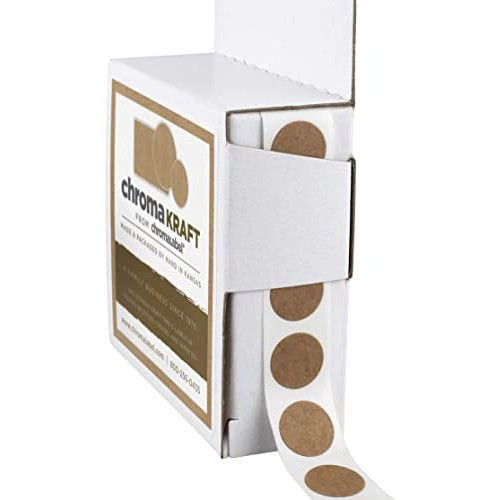 ChromaLabel Round Label Permanent Kraft Dot Stickers, 1000/Dispenser Box, 0.50 inch