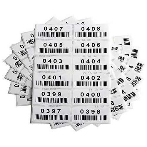 Pre-Printed Consecutively Numbered Labels Sticker with Bar Code 2 x 1 (001-480)