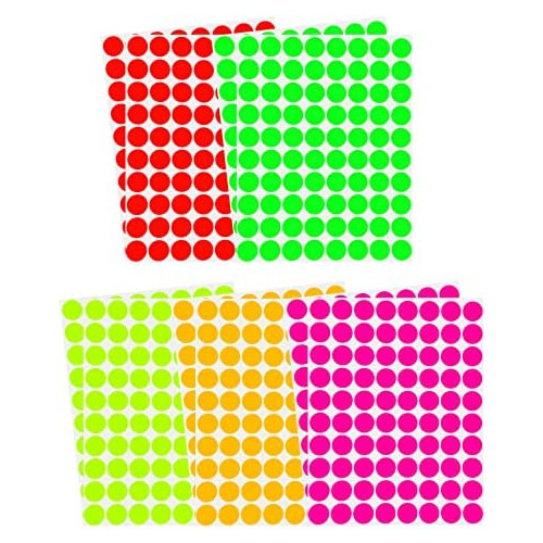 Royal Green Colored Dot Stickers 1/2 inch for Decorating, Inventory, Labeling, Marking and Office (13mm) - 24 Assorted Colors - 1920 Pack