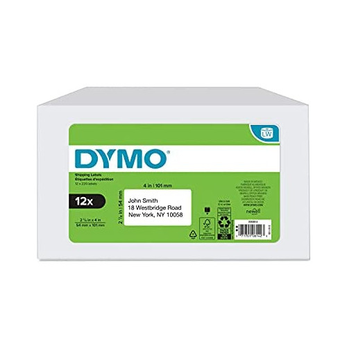 DYMO Authentic LabelWriter Standard Shipping Labels for LabelWriter Label Printers, White, 2-1/8 x 4 (30323), 12 Rolls of 220