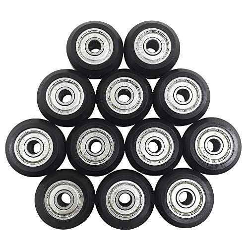 AFUNTA 12 Pcs Big Plastic Pulley Wheels with Bearings Gear Perlin for 3D Printer, Compatible with CR-10 / CR-10S / CNC Router Hybrid u2013 Black