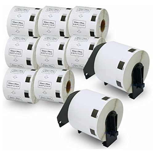 BETCKEY - Compatible Address/Barcode Labels Replacement for Brother DK-1209 (2-3/7 x 1-1/7), Use with Brother QL Label Printers [10 Rolls/8000 Labels + 2 Reusable Holder Frames]
