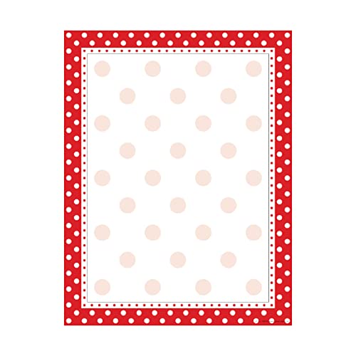 Barker Creek Designer Computer Paper, Red And White Dots, 8.5u201D x 11u201D, Decorative Printer Paper, Stationery, 50 Sheets per Pkg, Home, School and Office Supplies (716)