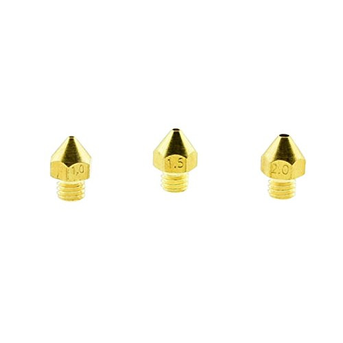 3qty 3D Printer Larger Size Brass Extruder Mk7 Mk8 Nozzles 1.0mm 1.5mm 2.0mm for 1.75mm Filament (1qty) 1mm Brass Nozzle (1qty) 1.5mm Brass Nozzle (1qty) 2mm Brass Nozzle