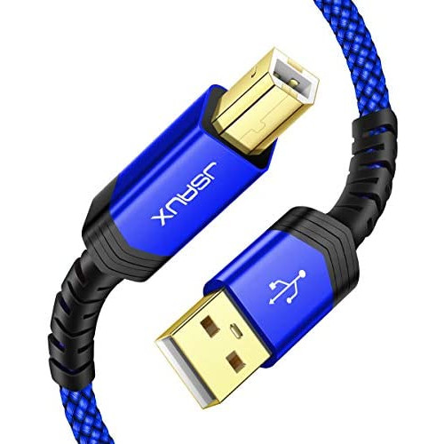 JSAUX Printer Cable, 10FT USB Printer Cable USB 2.0 Type A Male to B Male Scanner Cord USB B Cable High Speed for HP, Canon, Epson, Dell, Brother, Lexmark, Xerox, Samsung etc and Piano, DAC