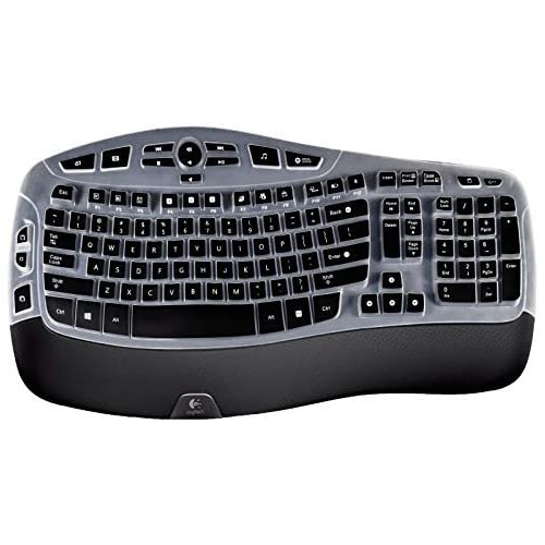 Lapogy Keyboard Cover Compatible with Logitech K350 MK550 MK570 Wireless Wave Keyboard Accessories.MK550 Keyboard Protector Skin Black.