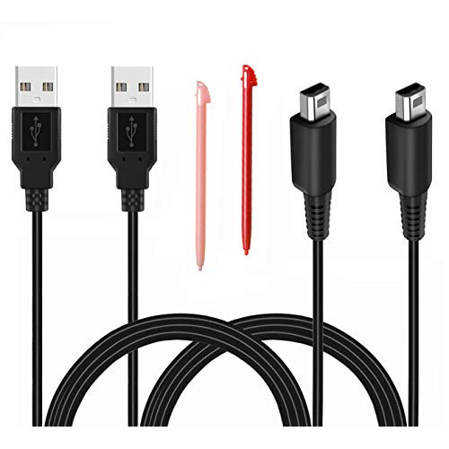 2 Pcs 3.9ft USB Charger Cable Compatible with Nintendo 3DS/ 2DS, Play and Charge Charging Cord Compatible with Nintendo New 3DS XL/New 3DS/ New 2DS XL/New 2DS/ 2DS XL/ 2DS/ DSi/DSi XL with 2 Stylus