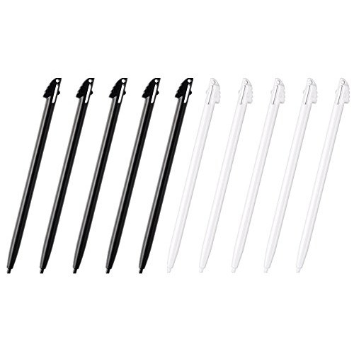 yueton 10pcs Black and White Plastic Replacement Stylus Touch Screen Pen Set, Compatible with Nintendo 3DS, 3DS XL, 3DS LL