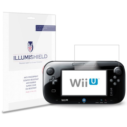iLLumiShield Screen Protector Compatible with Nintendo Wii U Gamepad (3-Pack) Clear HD Shield Anti-Bubble and Anti-Fingerprint PET Film