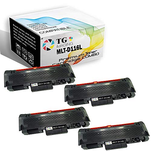 4 Pack TG Imaging Compatible MLT-D116L Toner Cartridge Replacement for Samsung MLT-D116L (4xBlack Combo Pack) for Used in SL-M2625 SL-M2825 SL-M2675 SL-M2875 Printer (3,000 Pages)