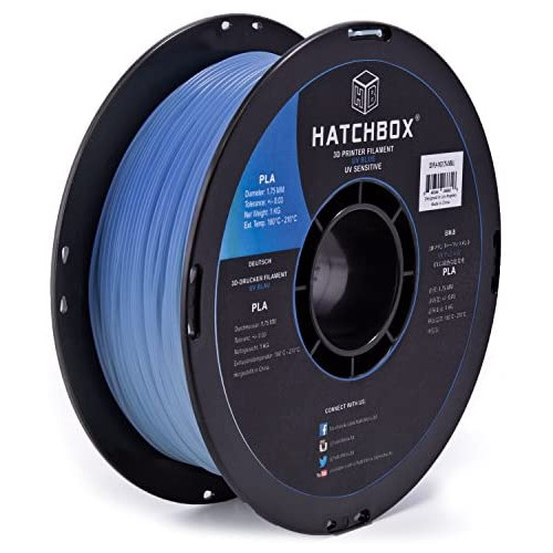 HATCHBOX 3D PLA-1KG1.75-UVBLU UV Color Changing PLA 3D Printer Filament, Dimensional Accuracy +/- 0.03 mm, 1 kg Spool, 1.75 mm, UV Blue