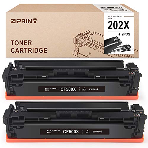 Ziprint Compatible Toner Cartridge Replacement for HP 202X CF500X 202A CF500A High Yield use for HP Laserjet Pro MFP M281cdw M254dw M281fdw M280nw Printer (with Chip, 2-Black)