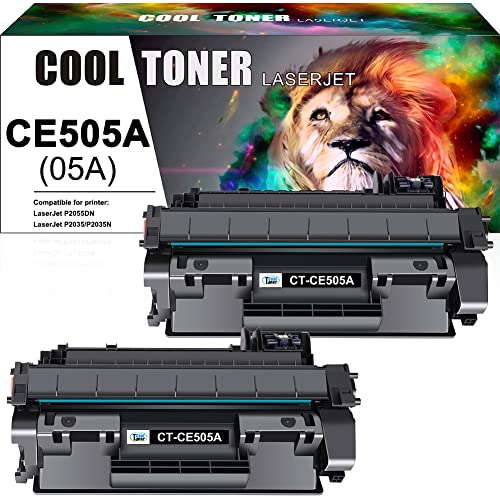 Cool Toner Compatible 05A Toner Cartridge Replacement for HP CE505A Toner Cartridge for HP Laserjet P2035 P2055DN P2035N P2030 P2050 P2055D P2055X Printer Ink (Black, 2-Pack)