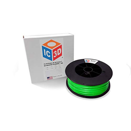 IC3D Green 2.85mm ABS 3D Printer Filament - 2.5kg Spool - Dimensional Accuracy +/- 0.05mm - Professional Grade 3D Printing Filament - Made in USA