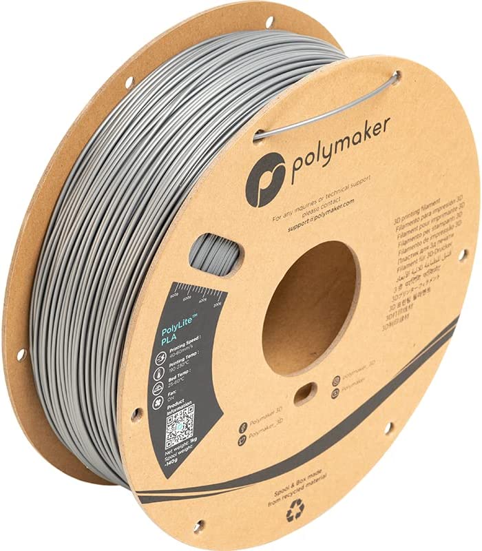 Polymaker PLA Filament 1.75mm Black, 3kg Spool High Rigidity PLA Filament 1.75 - PolyLite PLA 3D Printer Filament, Print with Most 3D Printers Using 3D Filament