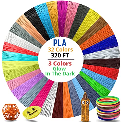 28 Colors, 3 Colors Glow in The Dark, Extra Long 3D Pen /Printer Filament 560 Feet, Premium PLA , Each Color 20 Feet, Bonus 100 Stencils Ebook Included by So Nice