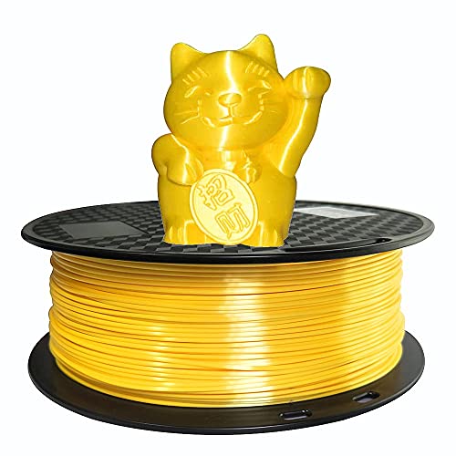 Silk Yellow PLA Filament 1.75 mm 3D Printer Filament 1KG 2.2LBS Spool Silky Shiny Shine Metallic Yellow 3D Printing Material CC3D Bright Yellow Color