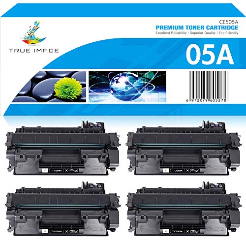 TRUE IMAGE Compatible Toner Cartridge Replacement for HP 05A CE505A HP P2035 P2035n P2055dn P2055d P2055x P2030 P2050 (Black 4-Pack)