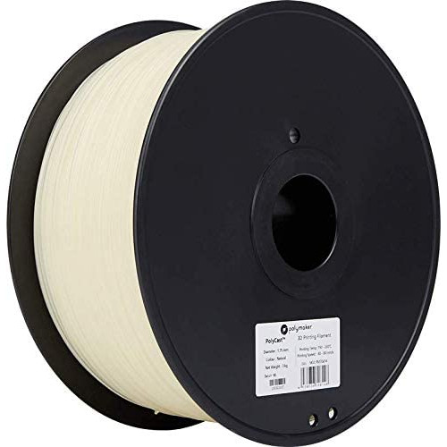 Polymaker PolyCast Filament 1.75mm for Investment Casting 750g Cardboard Spool - 3D Printer Filament for Lost Wax Investment Casting, Similar to Wax Filament for Metal Casting Plaster Cleanly Burn Out