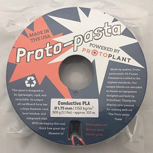 Protopasta Electrically Conductive PLA 3D Printer Filament 1.75mm 500g PLA Filament; 3D Printing Filament on Recyclable Cardboard Spool for 3D Printers Like Creality Ender, ANYCUBIC, FlashForge