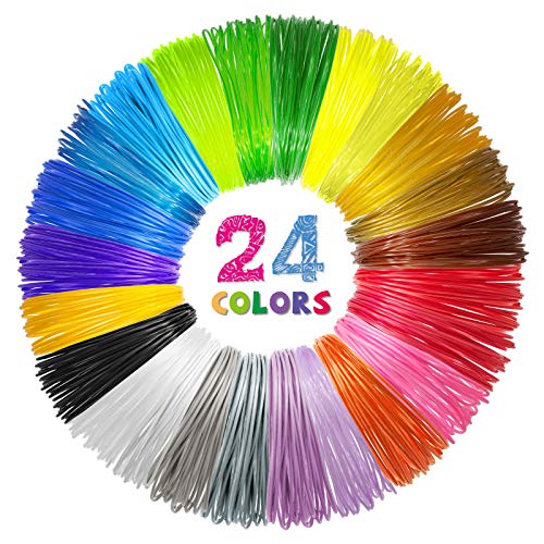 24 Colors 3D Pen PLA Filament Refills, 1.75mm Premium Filament for 3D Printer/3D Pen, Each Color 10 Feet, Total 240 feet, with 2 Finger Caps by SONGTIY, Christmas Gifts