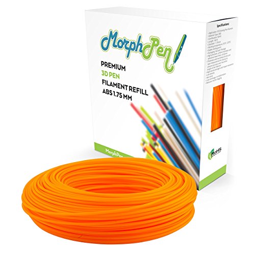 MorphPen ABS Filament 1.75mm - 3D Pen Filaments Refill (160ft H-Orange)