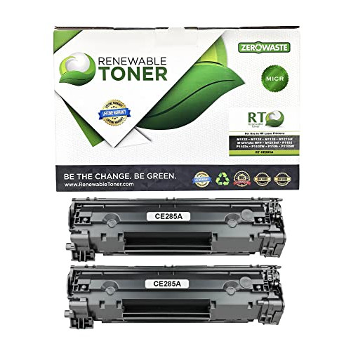 Renewable Toner Compatible MICR Toner Cartridge Replacement for HP 85A 285A CE285A Laser Printers M1132 P1102w P1109w (Pack of 2)