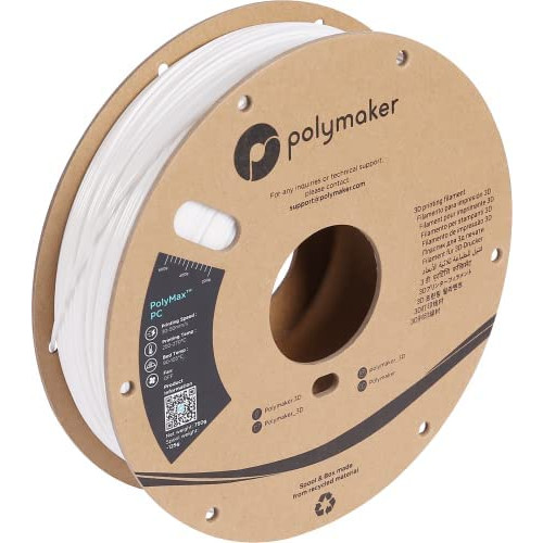 Polymaker PC Filament 1.75mm Clear Polycarbonate Filament 1.75mm 3kg Spool - PolyLite PC Filament Transparent 3D Printer Polycarbonate Filament, Strong & Tough & Heat Resistant