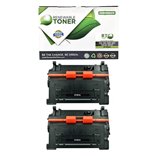 Renewable Toner Compatible Toner Cartridge Replacement for HP 81A CF281A Laserjet Enterprise M604 M605 M606 M630 MFP (Black, 2-Pack)