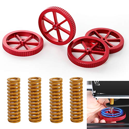 Creality 4PCS Upgraded Aluminum Hand Twist Leveling Nut and 4PCS Hot Bed Die Springs for Ender 3/3 Pro, Ender 5/5 Plus/Pro, CR-10, CR10S/10S Pro, CR 20 3D Printer
