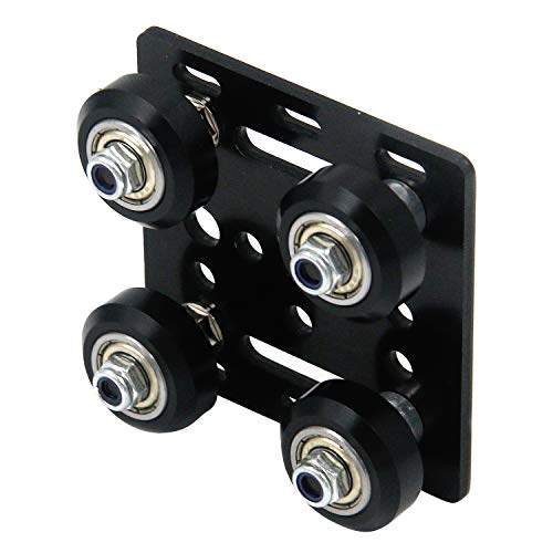 Quluxe Gantry Rod Plate with Wheel 3D Printer Accessories for 2020 V-Slot Aluminum Profile, CNC and 3D Printer Parts Kossel Black Wheel