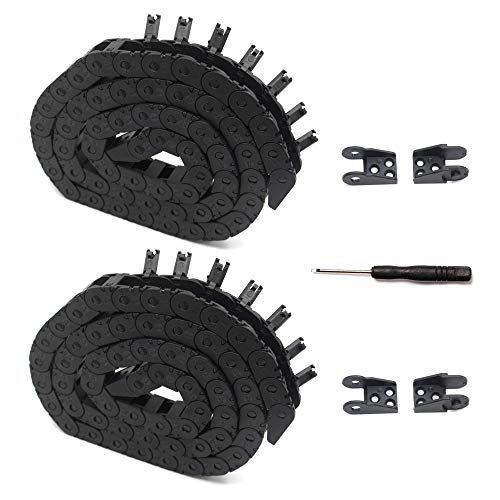 Befenybay 2PCS R18 Internal Size 10X15mm 1Meter Length Black Plastic Flexible Drag Chain Cable Wire Carrier Open Type for 3D Printer and CNC Machines (10mmX15mm-Outside Open)