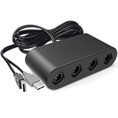 CLOUDREAM Adapter for Gamecube Controller, Super Smash Bros Switch Gamecube Adapter for WII U, Switch and PC. Support Turbo and Vibration Features. No Driver and No Lag & Gamecube Adapter
