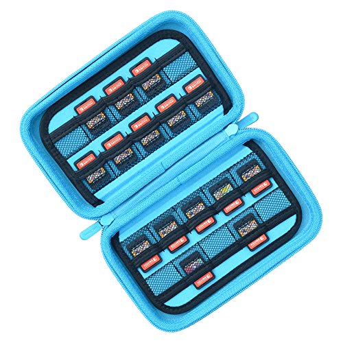 Game Card Storage Holder Case for Nintendo Switch, Switch Game Holders or SD Memory Cards Case- Holds 40 Games - Black/ Light Blue