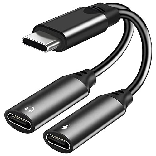 USB C Splitter, Dual USB C Headphone and Charger Adapter Support Music Call for Galaxy S22 Ultra S22 S21 Ultra S20+ S20 Ultra Note 20 Ultra/10/10+, Pixel 5 4XL 3 XL 2 XL