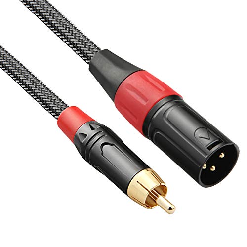 TISINO RCA to XLR Cable, Nylon Braid RCA Male to XLR Male HiFi Audio Cable, 4N OFC Wire, for Amplifier Mixer Microphone - Single, 6 Feet