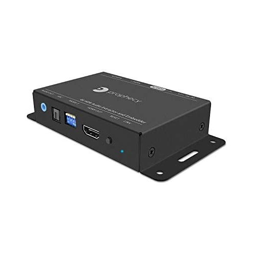 gofanco Prophecy 4K 60Hz HDMI Audio Extractor & Embedder via S/PDIF Toslink + 3.5 MM Stereo, 4K 60Hz YUV 4:4:4, HDR, HDMI 2.0a, HDCP 2.2, 18Gbps, ARC, CEC, Audio Extraction & Embedded, TAA Compliant
