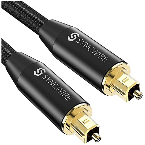 Syncwire Digital Optical Audio Cable 10 Feet - [24K Gold-Plated, Durable Nylon] Fiber Optic Toslink Cord Optical Audio Cable for Sound Bar, Home Theater, TV, PS4, Xbox, Playstation, Samsung, Black