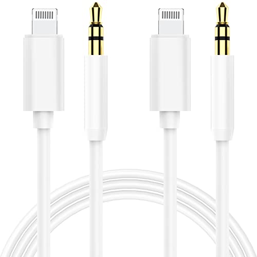[Apple MFi Certified] AUX Cord for iPhone, Veetone 3FT Lightning to 3.5mm AUX Audio Stereo Cable for iPhone 13/13 Pro/12/11/XS/XR/X 8 7/iPad/iPod to Car Stereo/Speaker/Headphone, Support iOS 15(White)