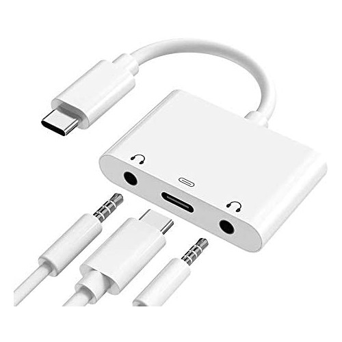 USB C to Dual Trrs 3.5mm Aux Headphone Jack Adapter with Charging, Type C Earphone Audio Splitter Converter, Compatible for Samsung, 2018 iPad Pro, Google Pixel, HTC, Huawei etc (Dual Aux)