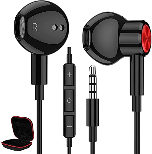 ACAGET 3.5mm Headphones, Wired 3.5mm Earbuds for iPhone 6S Plus 6 5S Noise Cancelling Earphones Magnetic Headset Mic & Volume Control for Samsung Galaxy S10 S9 A12 A13 A32 A52 OnePlus 6 5T iPad Mini 5