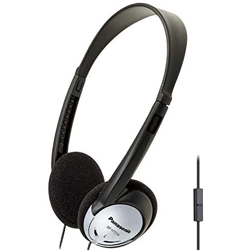 Panasonic Headphones, On-Ear Lightweight Earphones with XBS for Extra Bass and Clear, Natural Sound, 3.5mm Jack for Phones and Laptops, Work from Home - RP-HT21 (Black & Silver)